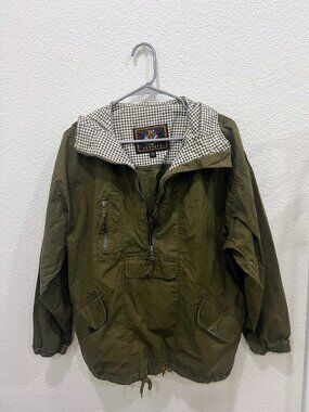 Vintage Express Men’s Green Anorak 1/2 Zip Windbreaker Jacket - Medium FLAW